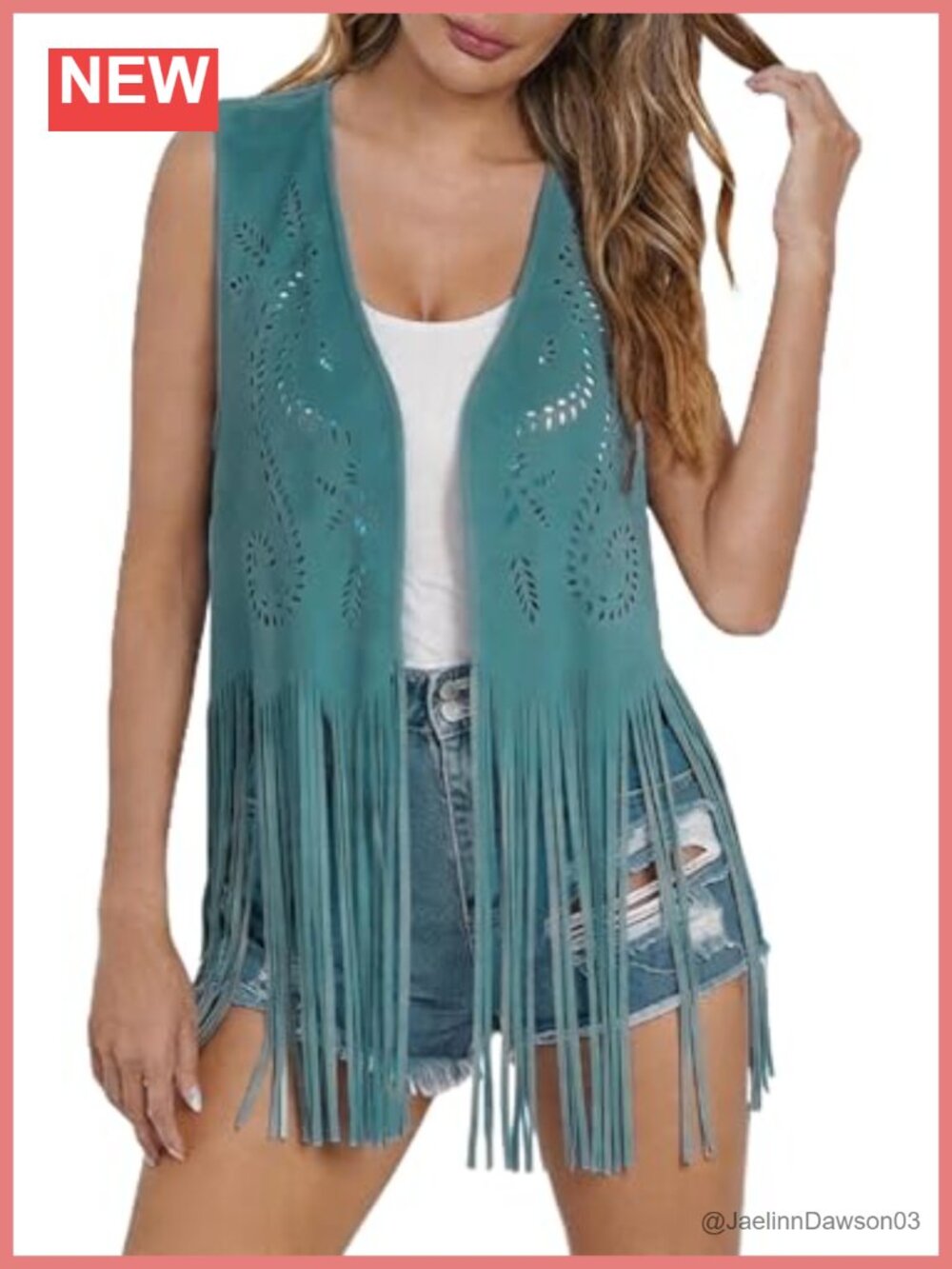 Faux Suede Fringe Vest Western Cowgirl Sleeveless Boho Festival
